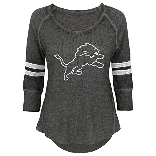 Outerstuff NFL Junior Girls Relaxed 3/4 Thermal Top Detroit Lions Black XL1517 Outerstuff NFL Junior Girls Relaxed 3/4 Thermal Top Detroit Lions Black XL1517