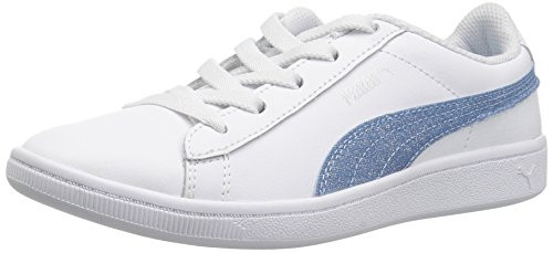 PUMA Baby Vikky Glitz Slip On Sneaker WhiteCerulean Silver 7 M US Toddler