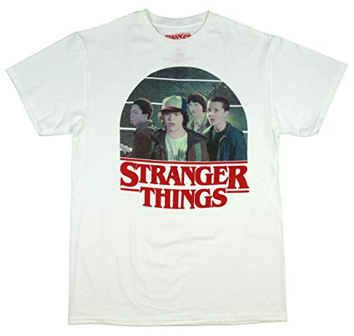 Stranger Things Men s Eleven Dustin Mike And Lucas Logo TShirt Small