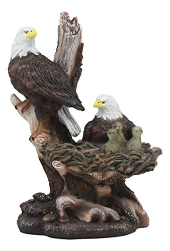 Ebros Icarus The American Emblem Bald Eagle Family in Their Nest Statue 12  Tall Patriotic Eagle Home Decor