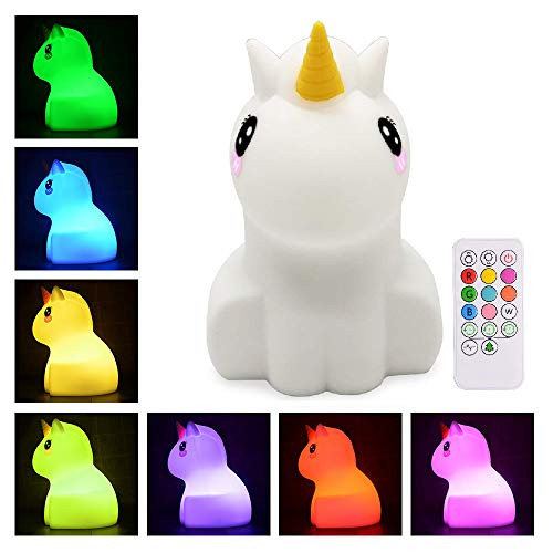 ATOMFIT LED Nursery Night Lights for Kids: Cute Animal Silicone Baby Night Light with Touch Sensor and Remote - Portable and Rechargeable Infant or Toddler Cool Color Changing Bright (Unicorn) ATOMFIT LED Nursery Night Lights for Kids: Cute Animal Silicone Baby Night Light with Touch Sensor and Remote - Portable and Rechargeable Infant or Toddler Cool Color Changing Bright (Unicorn)