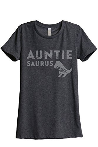Thread Tank Auntiesaurus Rex God Mother Women s Relaxed TShirt Tee Charcoal Grey Small