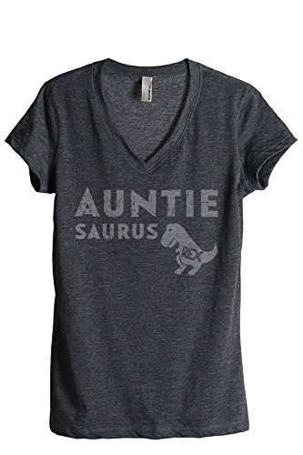 Thread Tank Auntiesaurus Rex Women s Fashion Relaxed VNeck TShirt Tee Charcoal Small