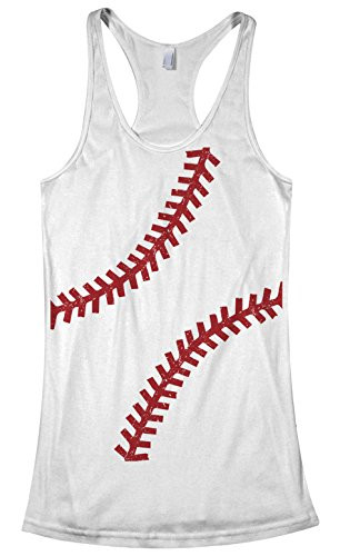 Threadrock Women s Baseball or Softball seams Racerback Tank Top S White