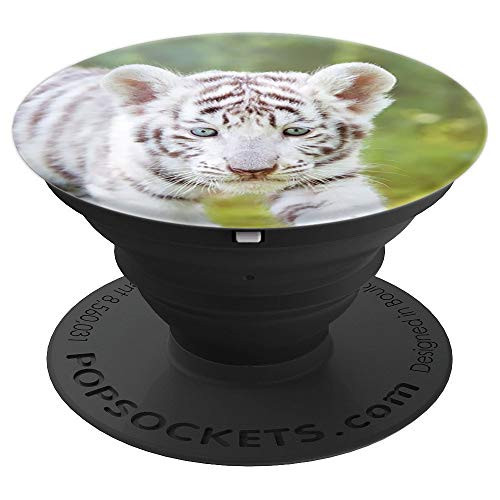 Tiger Cute White Baby Tiger Small Wild Cat Animal Gift Idea PopSockets Grip and Stand for Phones and Tablets