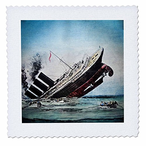 3dRose qs774134 Titanic Sinking Magic Lantern SlideQuilt Square 12 by 12Inch