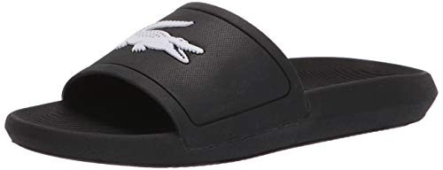 Lacoste Womens Croco Slide Slide Sandal Black/White 8 M US