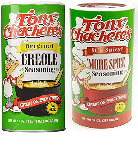 Tony Chachere s No MSG Cajun Creole Seasoning Bundle  1 each of Tony s Original Creole Seasoning 17 Ounces and Tony s More Spice Seasoning 14 Ounces