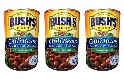 Bush s Best Chili Beans Pinto Beans in MEDIUM sauce 3 pack each can is 16 ounces for a total of 48 ounces