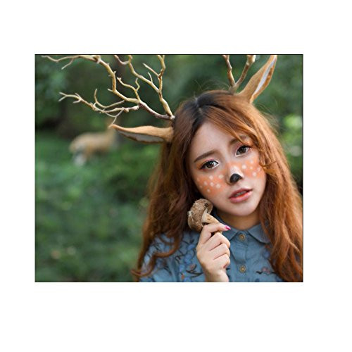 Tree branch Reindeer Antlers Headband Elk Deer Ear Horn Handmade Forest Animal Photography Cosplay Christmas Easter Party Costume Hair Accessory