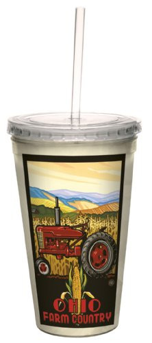 TreeFree Greetings cc33359 Nostalgic Ohio Farm Country by Paul A  Lanquist Artful Traveler DoubleWalled Cool Cup with Reusable Straw 16Ounce