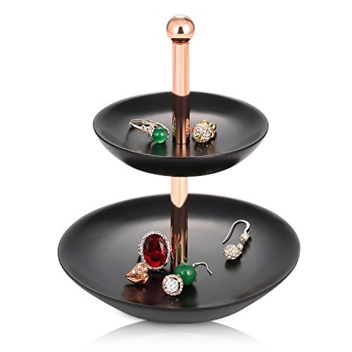 Jewelry Tower Stand Gold Metal- Bracelet & Necklace Jewelry Organizer Display Tree Rack w/Ring Tray (Black) Jewelry Tower Stand Gold Metal- Bracelet & Necklace Jewelry Organizer Display Tree Rack w/Ring Tray (Black)