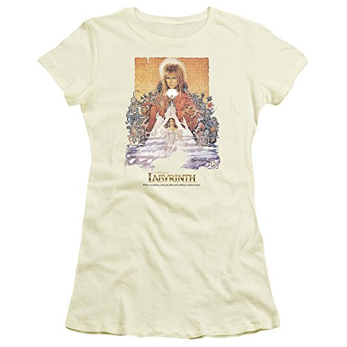 Trevco Labyrinth Movie Poster Juniors  Sheer Fitted T Shirt Medium Cream