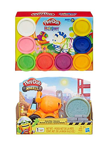 PD Play Doh Wheels Cement Mixer Mini Vehicle Play Set + Play Doh Rainbow Starter Set
