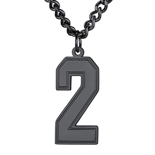 U7 Inspirational Baseball Jersey Number Necklace Bold Black Color Charm Number 3 Pendant for Boys Men U7 Inspirational Baseball Jersey Number Necklace Bold Black Color Charm Number 3 Pendant for Boys Men