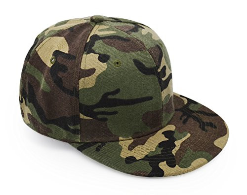 UltraKey Flat Brim Cap Army Military Camo Baseball Cap Camouflage Hip Hop Flat Bill Plain Snapback Hats Green