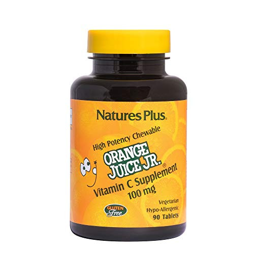 NaturesPlus Orange Juice Junior Chewable Vitamin C  100 mg 90 Vegetarian Tablets  Immune Support Supplement Antioxidant  Gentle On Stomach  GlutenFree  90 Servings