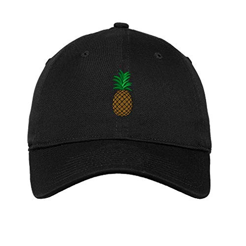 Speedy Pros Soft Baseball Cap Pineapple Embroidery Food  Beverage Fruit Twill Cotton Dad Hats for Men Women Buckle Closure Black Design Only