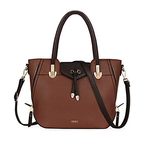 Tibes Women Top Handle Handbags Ladies Satchel Shoulder Bags PU Leather Tote Bags Brown