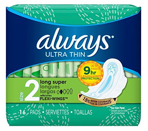 Always Pads Size 2 Ultra Thin 16 Count Long Super 2 Pack