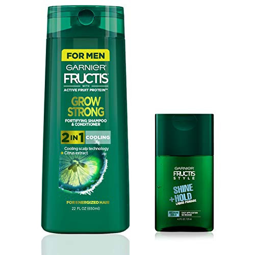 Garnier Hair Care Fructis Men s Grow Strong Cooling 2N1 Shampoo and Conditioner with Cooling Scalp Technology Shine and Hold Liquid Pomade for Men No Wax 1 Kit Garnier Hair Care Fructis Men s Grow Strong Cooling 2N1 Shampoo and Conditioner with Cooling Scalp Technology Shine and Hold Liquid Pomade for Men No Wax 1 Kit