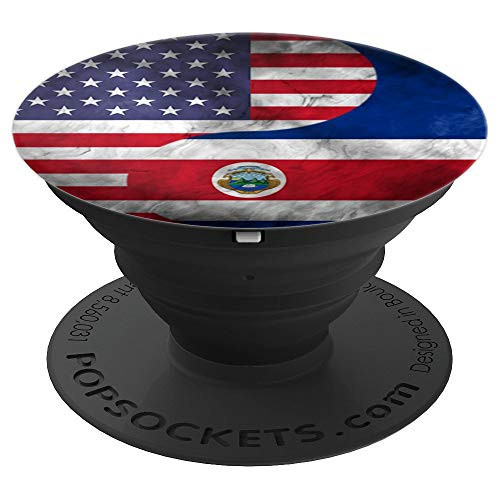USA and Costa Rica Yin Yang  Costa Rican American Flag PopSockets Grip and Stand for Phones and Tablets