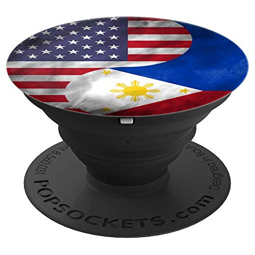 USA and Philippines Yin Yang  Filipino American Flag PopSockets Grip and Stand for Phones and Tablets