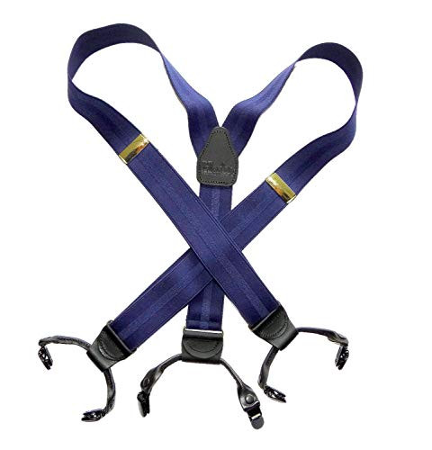 Holdup Suspender Company s Blue Stripe Jacquard weave Doubleup style Suspenders with Patented Noslip Clips