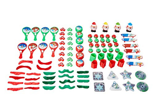 Christmas Toys Party Pack - 100-Piece Assorted Holiday Party Favors, Kids Novelty Goodie Gift Bag, Stocking Stuffers, Classroom Game Prizes for Boys and Girls