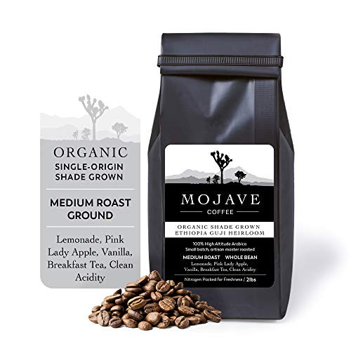 USDA Organic ShadeGrown Ethiopia Guji Heirloom Coffee SingleOrigin NonGMO SmallBatch 100 HighAltitude Premium Arabica Beans Medium Roast Fresh Roasted 2lb Whole Bean  Mojave Coffee