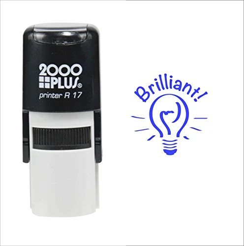 Brilliant for Students 2000 Plus Self Inking Rubber Teacher Stamp  Blue Ink