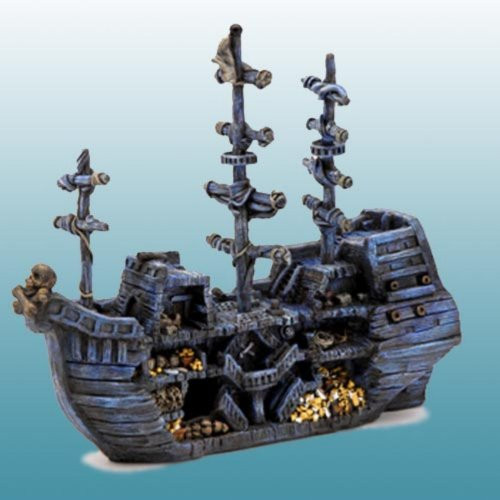 Domestic Pet Aquariums Decorations Pirate Treasure Ship Bow Beautiful