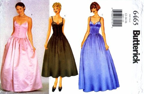 Butterick 6465 Sewing Pattern Misses Evening Prom Formal Dress Size 12 - 14 - 16