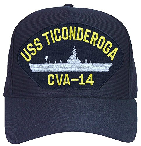 USS Ticonderoga CVA14 Baseball Cap  Navy Blue  Made in USA
