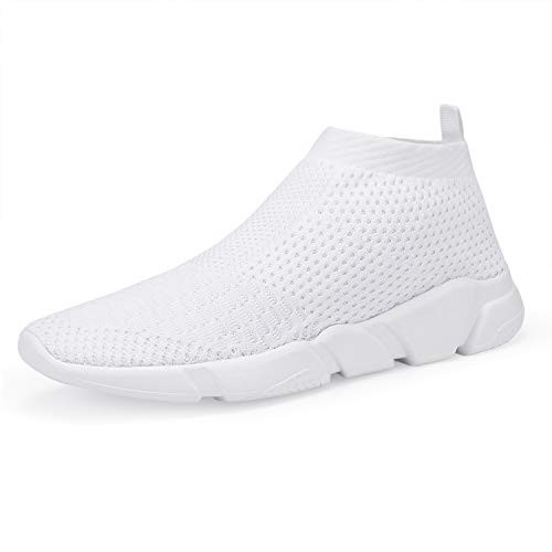 VAMJAM Men s Casual Athletic Sneakers Fashion Lightweight Breathable Mesh Running Shoes White 41