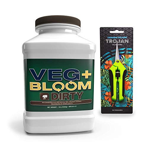 Veg Bloom Dirty Formulated Nutrient Powder for Soil and Peat 1lb with Common Culture Trimming Scissors