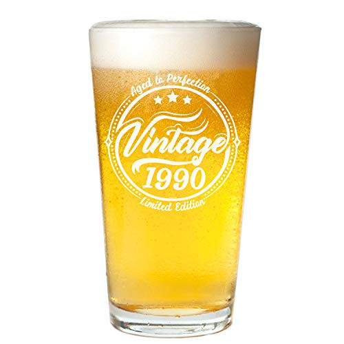 Veracco Vintage 1990 Aged To Perfection Established Beer Glass Pint Birthday Gift For Him Her Thirty and Fabulous Beer Glass Veracco Vintage 1990 Aged To Perfection Established Beer Glass Pint Birthday Gift For Him Her Thirty and Fabulous Beer Glass