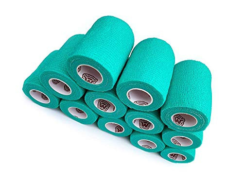 WildCow 3  Green Vet Wrap Tape Bulk 12 Pack Cohesive Bandage Wrap Self Adherent Grip Rolls 