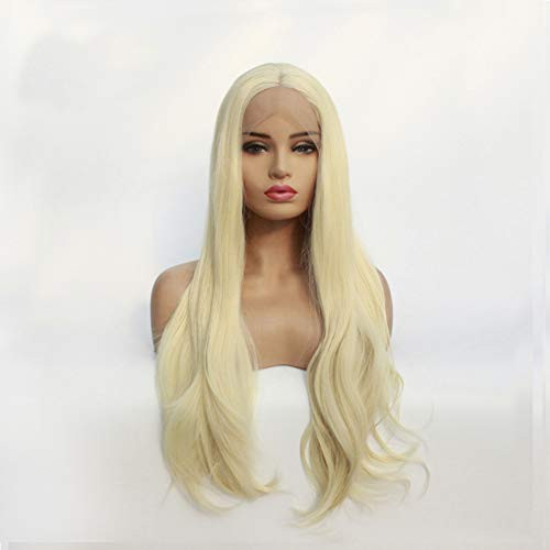 Veviy 613 Lace Front Wigs for Women Synthetic Natural Straight Glueless Lace Front Wig Blonde 13×6 Heat Resistant Fiber Synthetic Hair 24 inch