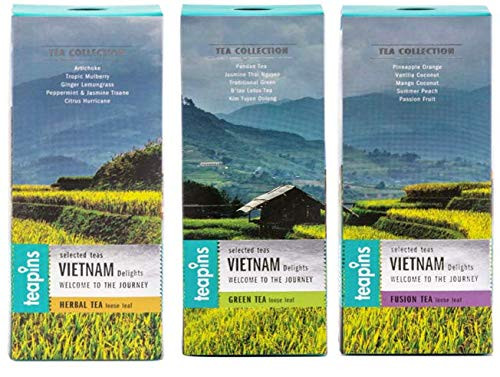 Vietnam Delights Premium Tea Gift Set 75g  Selection of Teas 3 Pack Wonderful Asian Selection for Tea Lovers