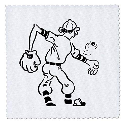 3dRose qs223164 Vintage Baseball Player Quilt Square 12 by 12Inch