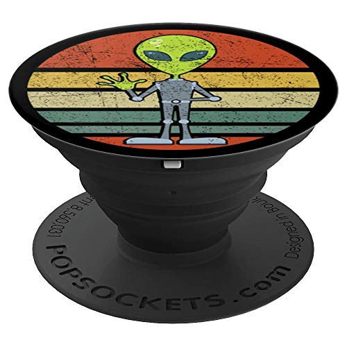 Vintage Retro Sunset Peace Love Alien UFO Believer 70s PopSockets Grip and Stand for Phones and Tablets