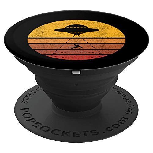 Vintage Sunset Trendy Silhouette Alien UFO Abduction PopSockets Grip and Stand for Phones and Tablets