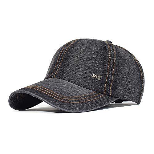 Vintage Washed Cotton Dad Hat Distressed Baseball Cap Men Women Denim Adjustable Trucker Style Headwear Low Profile Black