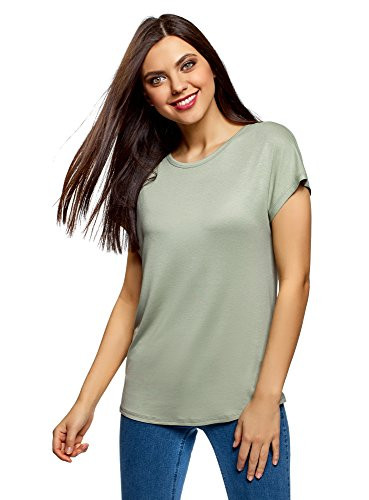 oodji Ultra Women s Rounded Hem Viscose TShirt Green US 6 / EU 40 / M