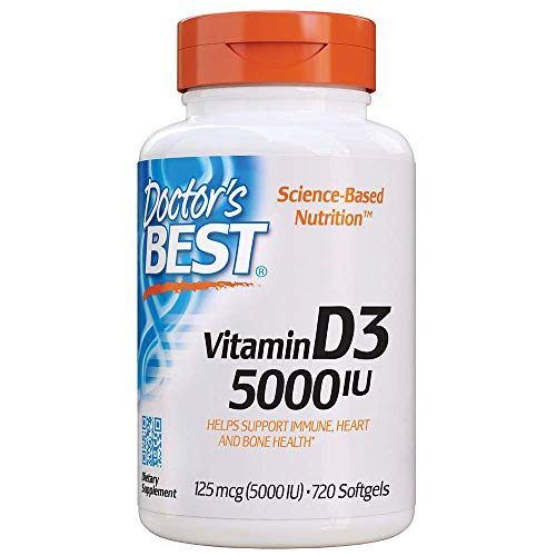 Doctor S Best Vitamin D3 5 000 Iu for Healthy Bones Teeth Heart  Immune Support NonGMO GlutenFree Soy Free 720 Count Pack of 1