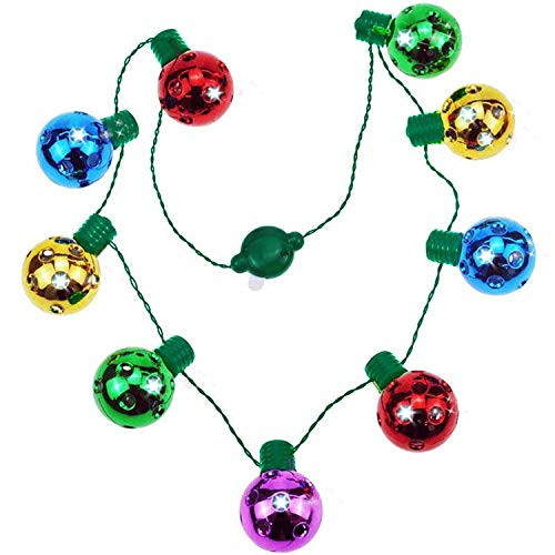 9 LED Christmas Light Necklace 3 Modes Light up Bulb Necklace Halloween Xmas Family Parties