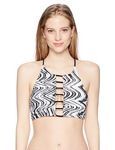Volcom Junior s Stay Tuned Reversible Crop Bikini Top Black XL