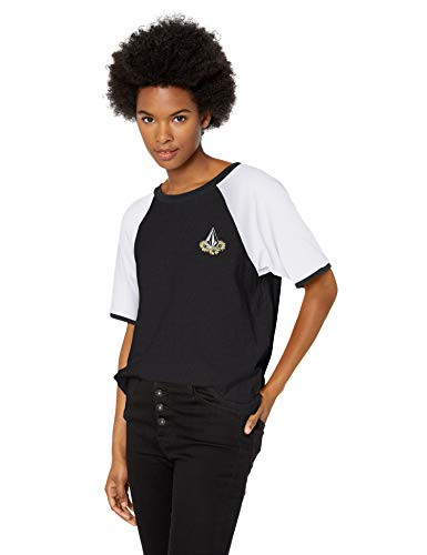 Volcom Junior s Stage 4 Ringer Colorblocked Tee Black Extra Small