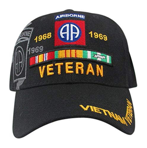 US Army 82nd Airborne Vietnam Veteran Baseball Cap Black One Size